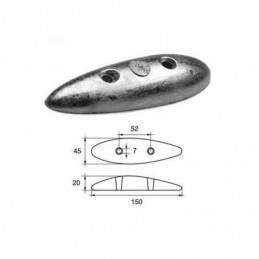 5110102 ANODO PIASTRA CARENA L140 Anodo Oval Long