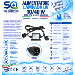 Alimentatore lampada UV 10/40W completo di cavi e quadripin