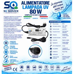Alimentatore lampada UV 80W completo di cavi e quadripin